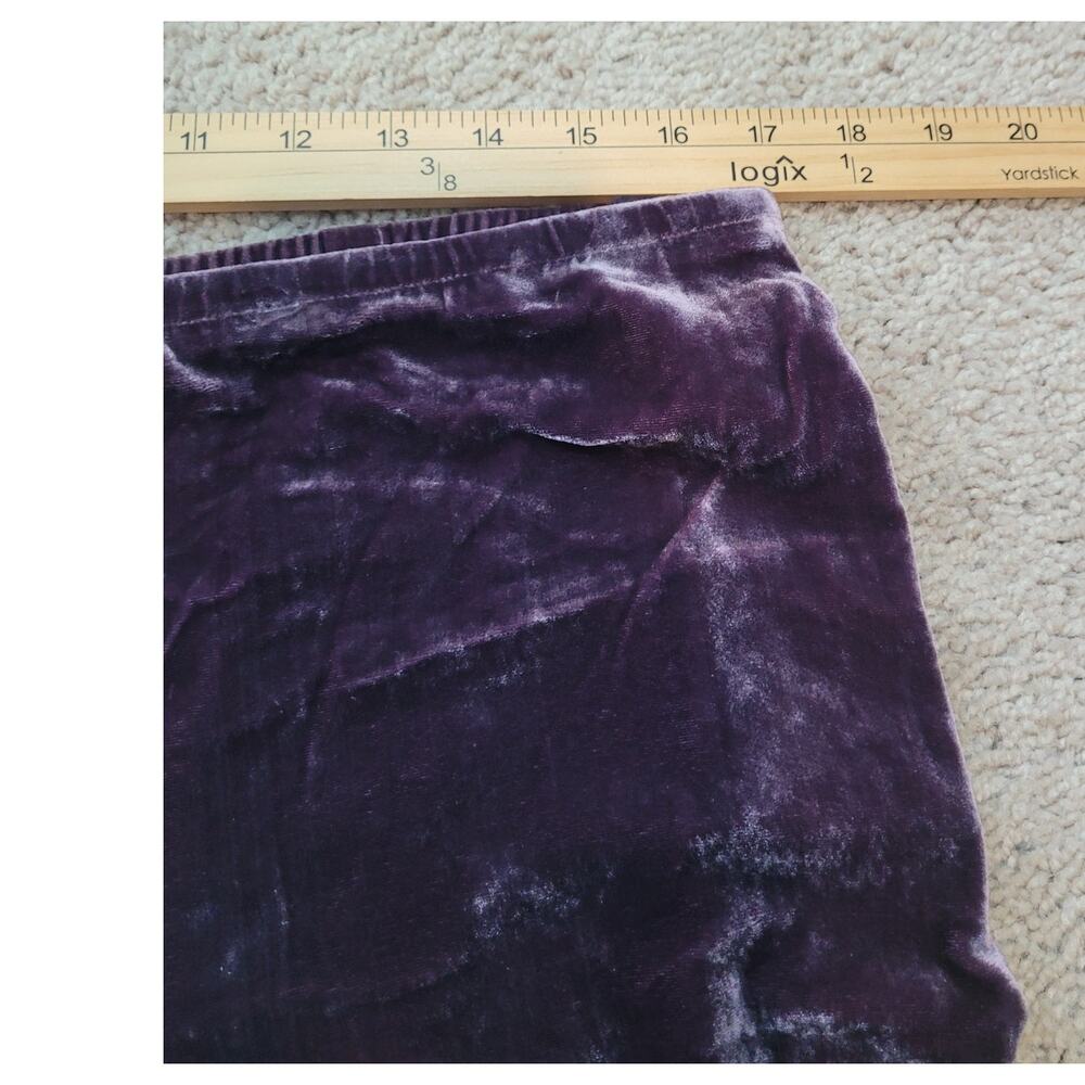 Eileen Fisher Pants Womens Petite L Purple Crushed Silk Velvet Wide Leg Pull On - Picture 5 of 10